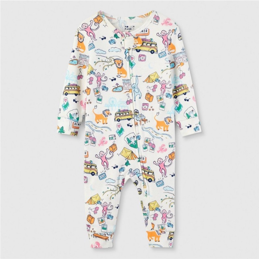 New Roller Rabbit x Target Baby Bodysuit Roadtrip Print 6-9 Months